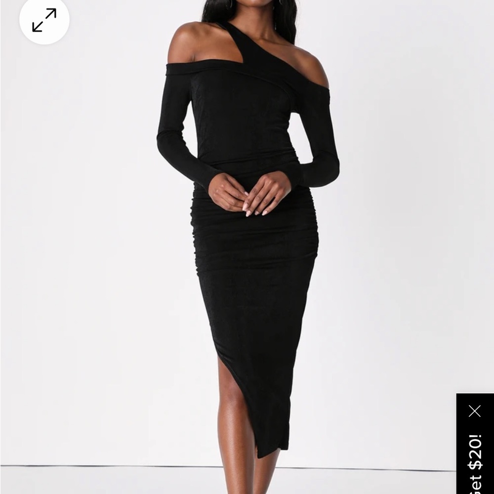 Black Off-the-Shoulder Bodycon Midi Dress